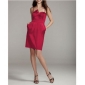 With Pockets Spaghetti Straps Red Knee Length Satin Homecoming Dresses