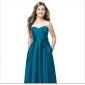 Strapless With Pockets Green Satin Backless Homecoming Dresses
