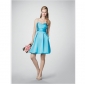 Blue Spaghetti Straps With Pockets Satin Mini Homecoming Dresses