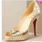 Gold Super High Heel Sexy Party Women's Dress Shoes