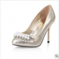 Silver PU Leather Pearls Shiny Diamond Korean Style Women's Dress Shoes