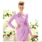 Purple Flowers On Long Sleeves Women's Autumn Dresses