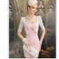 White Pink Two Pieces Lace With Sleeves Lovely Mini Lady's Dresses