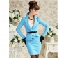 Sky Blue Suit Style Office Lady Mini Sexy Women's Dresses
