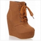 Brown With Platform Lace Up Women's Boots