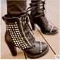 Black Lace Up Sexy High Heel Fashion Women's Boots