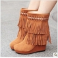 Brown With Tassel Satin Cotton Waterproof Women's Boots