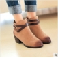 Brown Short Fashion With Zipper Lace Up Women's Boots