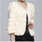 Ivory Flowers Beaded Short Elegant Women's Jackets & Coats