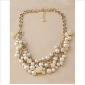 Gold With White Pearls Layered Wedding Necklaces