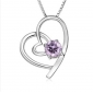 Silver Heart Shape Shiny Purple Diamond Wedding Necklaces