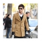 Khaki V-neck With Buttons Nylon Cotton Men's Jackets & Coats