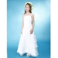 White A-line Spaghetti Straps Organza Satin Junior Bridesmaid Dresses