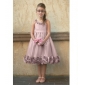 Tea Length Flowers Sleeveless Satin Junior Bridesmaid Dresses