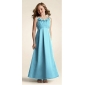 Sky Blue Flowers Satin With Spaghetti Straps Junior Bridesmaid Dresses