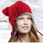 Red Earmuffs Style Wool Woven Windproof Women's Hats & Caps
