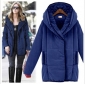 Royal Blue Windproof Loose Cotton Women's Jackets & Coats