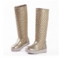 Gold Leather With Stripes Anti Slip Winter Women's Boots