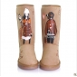 Brown Leather Cartoon Images On Winter Snow Women's Boots
