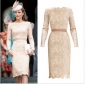 Lace Long Sleeves Knee Length Winter Fashion Dresses