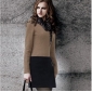 Khaki Long Sleeves Casual Slim Office Lady Winter Dresses