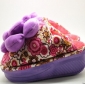 Wedge Style Flowers On Purple Korean Style Winter's Slippers