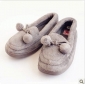 Gray Korean Style Small Balls On Wool Winter's Slippers