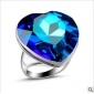 Blue Gem Heart Shape Korean Style Elegant Wedding & Engagement Rings