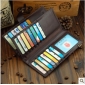 Brwon Rectangular Shape Real Leather Many Positions Card Holder