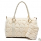 White Wool With Small Pockets Elegant Shoulder/Tote Dual Function Bags