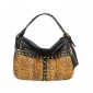 Black Leopard Grain Punk Style With Rivets Shoulder/Tote Dual Function Bags