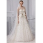 Ivory Sleeveless Beaded Floor Length Big Bow A-line Wedding Dresses