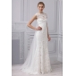 White Lace Sleeveless Long Embroidery A-line Wedding Dresses
