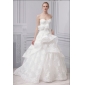 White Strapless Ruffles Ball Gown A-line Wedding Dresses