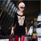 Black Long Style Owl Cartoon Images On Women's Tank Tops