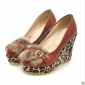 Brown Wool PU Leather With Platform Women's Casual Shoes