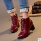 Red Lace Up Waterproof Low Heel Fashion Women's Casual Shoes