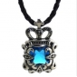 Korean Style Blue Gem Square Shape Men's Necklaces