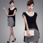 Ladies' False Tow Piece Asymmetrical Chiffon Stripes Tail Dresses for Women
